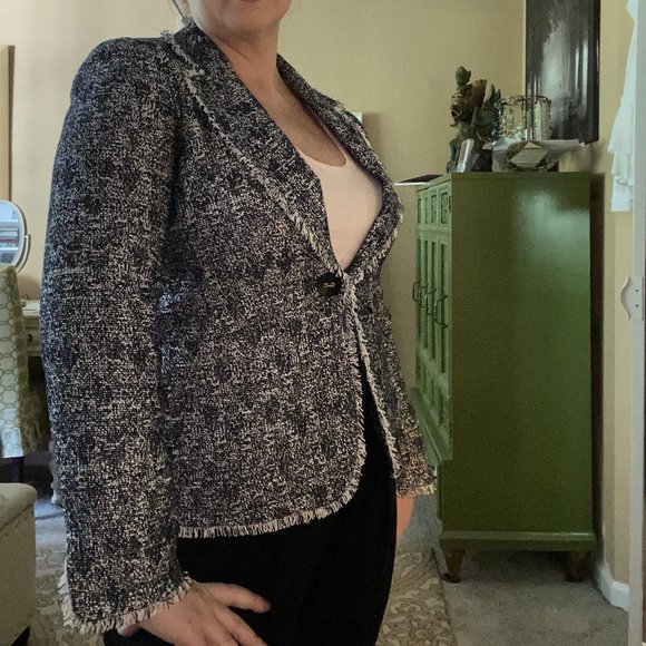 NWOT Talbots Blue/White Tweed Blazer 6P - Picture 1 of 9
